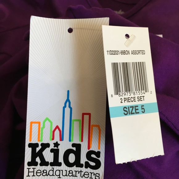 Kids Headquarters 2 Pc. Purple top& leggings set, Little Girl size 5. - Picture 7 of 10